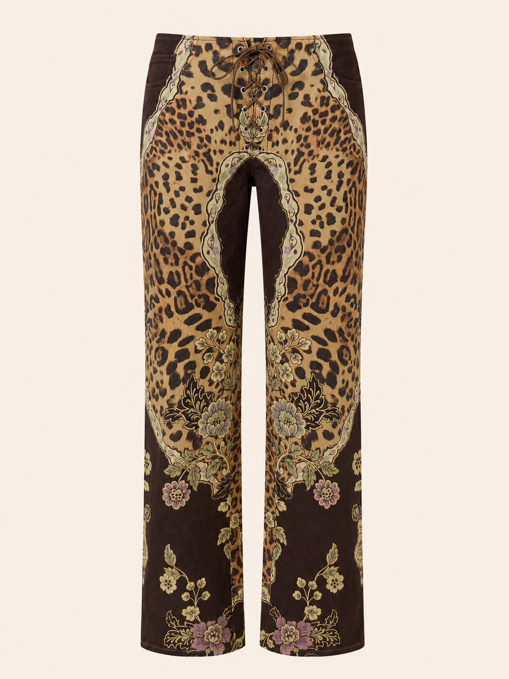 Leopard Baroque Lace-Up Pants